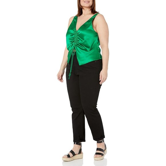 The Drop Women's Jason Cinched-Front Cami-Green - Picture 7 of 7